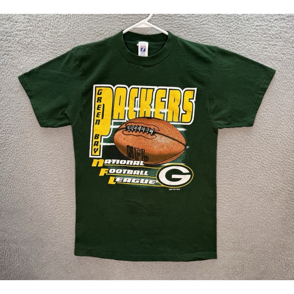 Vintage Green Bay Packers Shirt Mens Medium Green Single Stitch NFL Football 90s